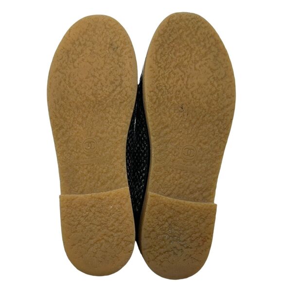 Chanel Black Tweed Leather Cap Toe CC Logo Lace Up Ankle Boots Size 37 - Picture 8 of 11